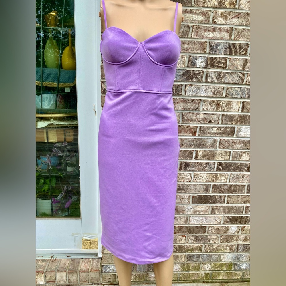 Zara Corset Style Lavender Light Purple Midi Bustier Dress - Picture 6 of 15